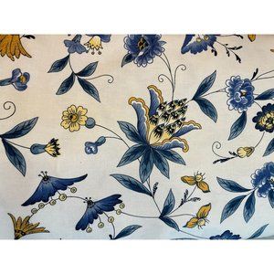Waverly Drapery Upholstery Fabric "Lakeville" Blue Yellow Floral 6+ Yards